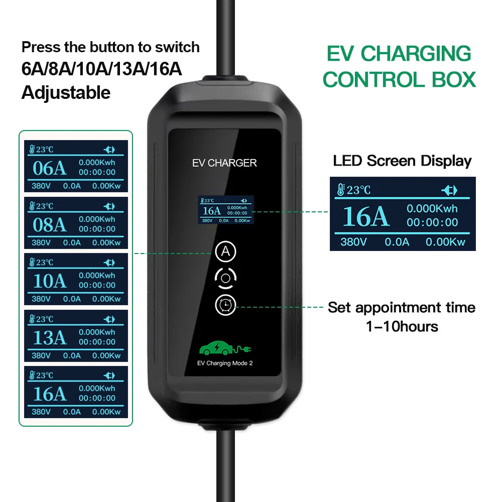 Chieflee Electric Vehicle Car Charger EVSE Wallbox 16A 11KW Power Plug 5m Charging Box Plug 3Phase EV Portable Charger Type2 GBT