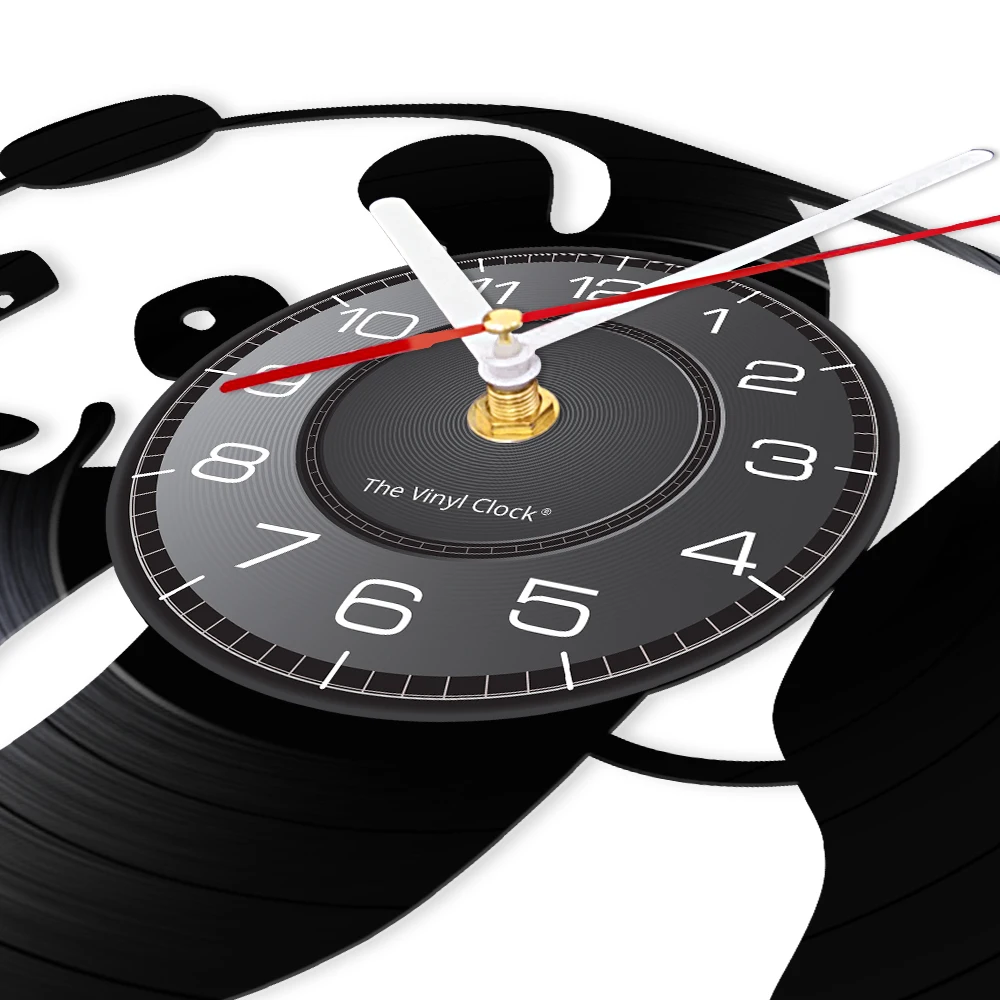 الباندا صورة ظلية الفينيل LP سجل ساعة حائط الصين علامة فروي الحيوان ألبوم الفينيل سجل ساعة الحائط ديكور غرفة نوم الباندا عاشق هدية #2