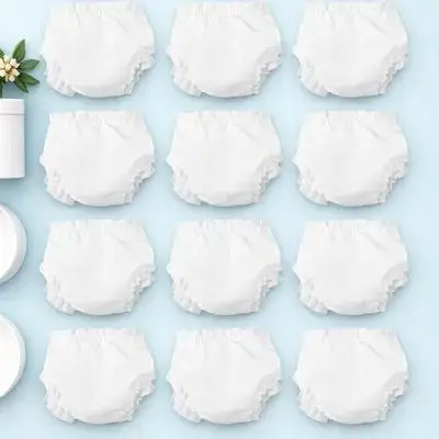 

12Pcs White Baby Cloth Panties Washable Reusable Soft Underwear Fit for Mini Baby Clothes Accessories Panties