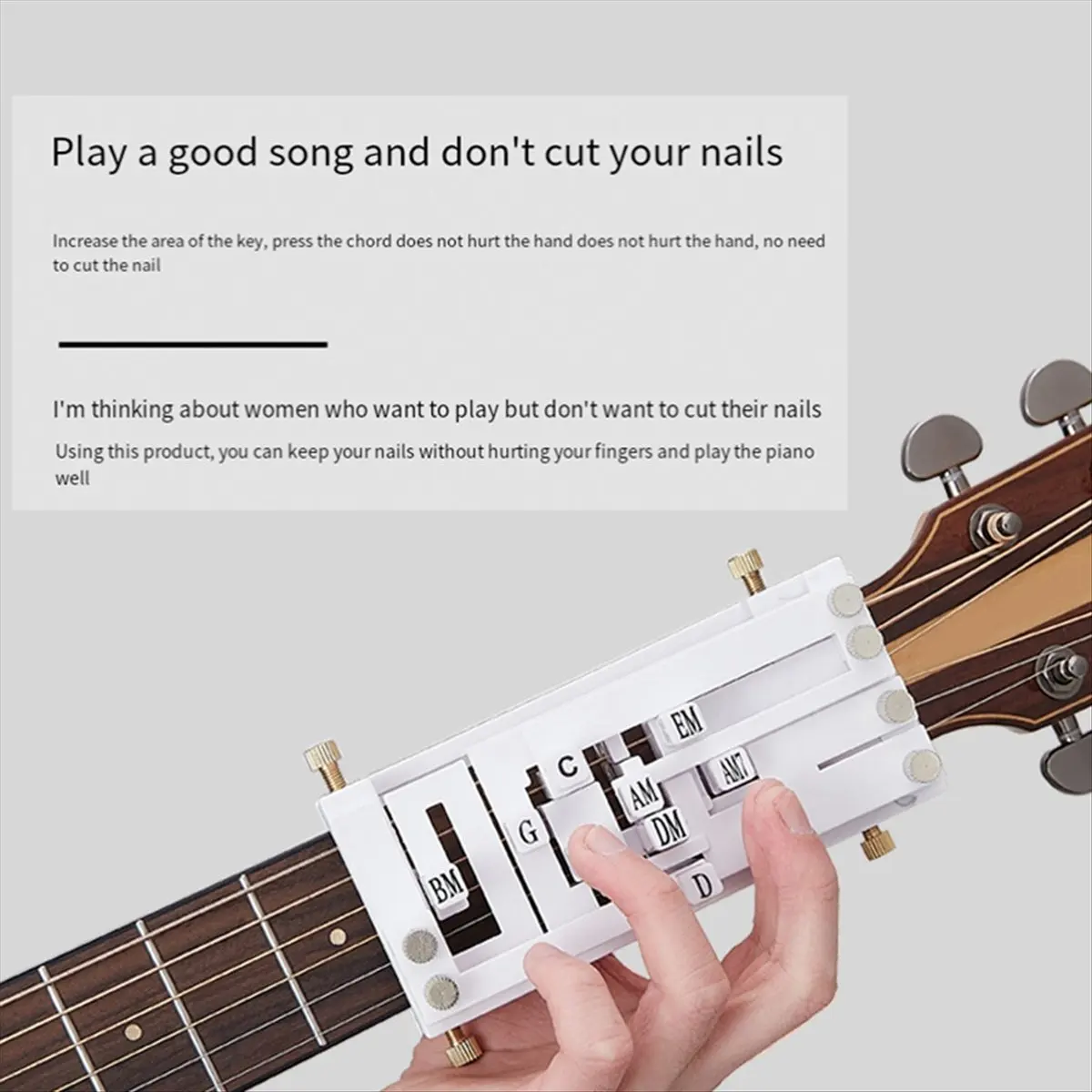ABXY Guitar Folk Classical Chord Assist One-Key Chord Device Button Key-Press Automatic Assist for Kids Beginners White