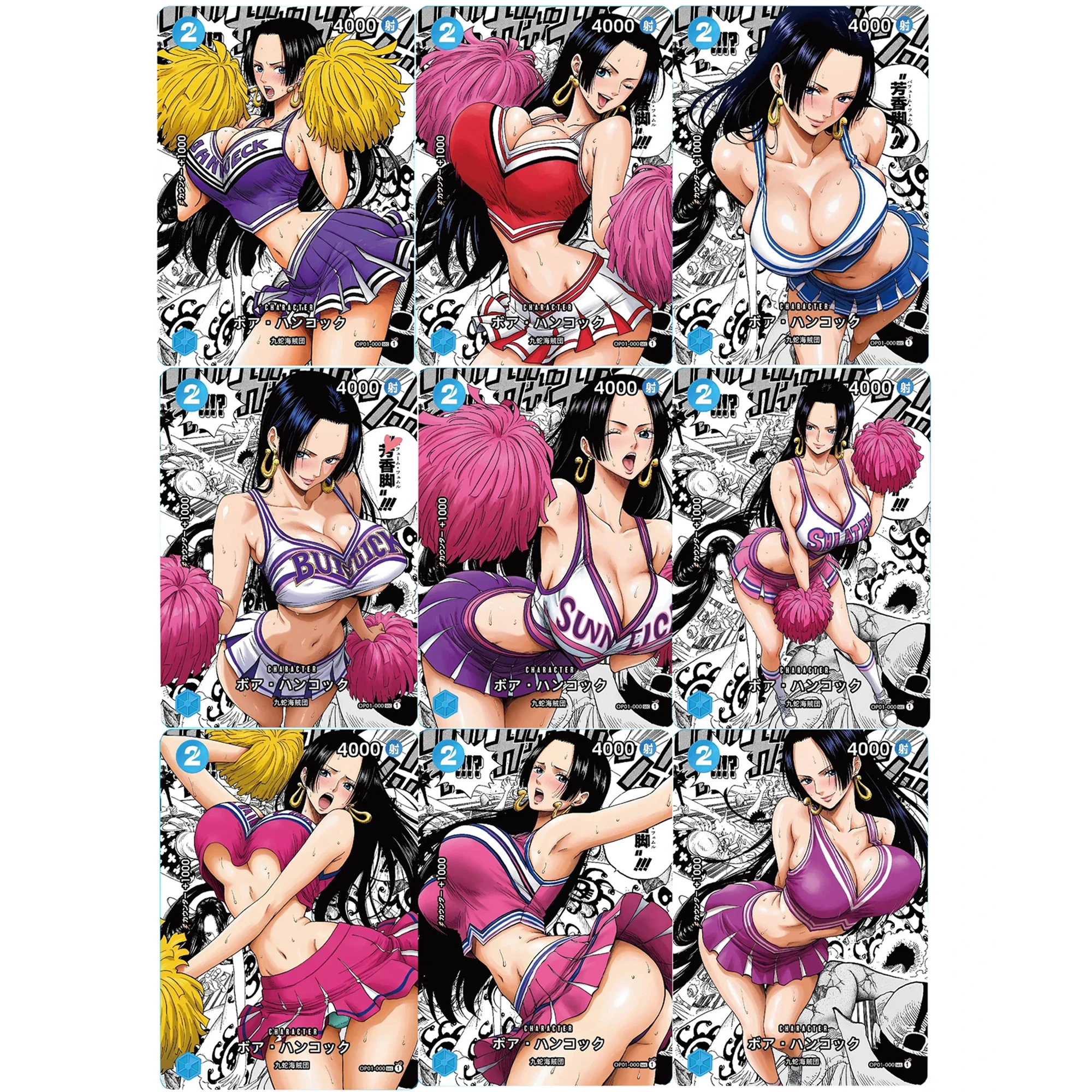 

63X88 мм, 9 шт./компл., ONE PIECE Boa Hancock, серия черлидинга, цветная флэш-карта, классическая игра, коллекционная карта аниме, подарочная игрушка