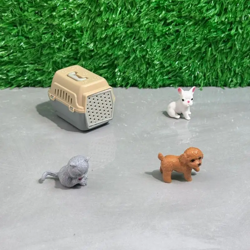 Mini jaula realista para perros y gatos con puerta, casa de muñecas en miniatura, accesorios para muñecas, Mini hábitat para mascotas, 2/4 Uds.