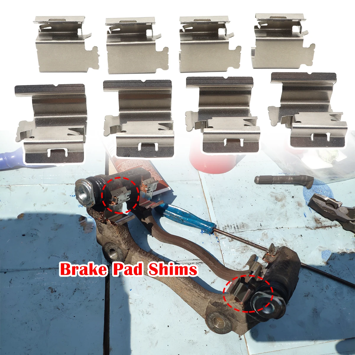 

8Pcs For Citroen XSARA PICASSO JUMPER DS3 C4 C3 C2 Car Brake Pad Fitting Shoe Hardware Shims Anti-loose Repair Kit Accessories