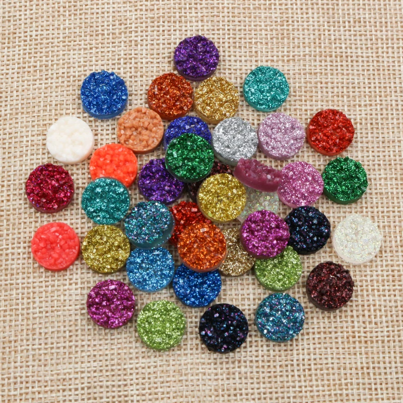 New Fashion 8mm 10mm 12mm 40pcs/Lot Druzy Natural Ore Style Resin Cabochons For Bracelet Earrings DIY Jewelry Making Accessories