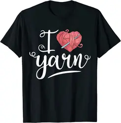 I Love Yarn Knitting Funny Heart Gifts Women Girls Knitters T-Shirt Printing Print Tees Latest Cotton Men's Tshirts