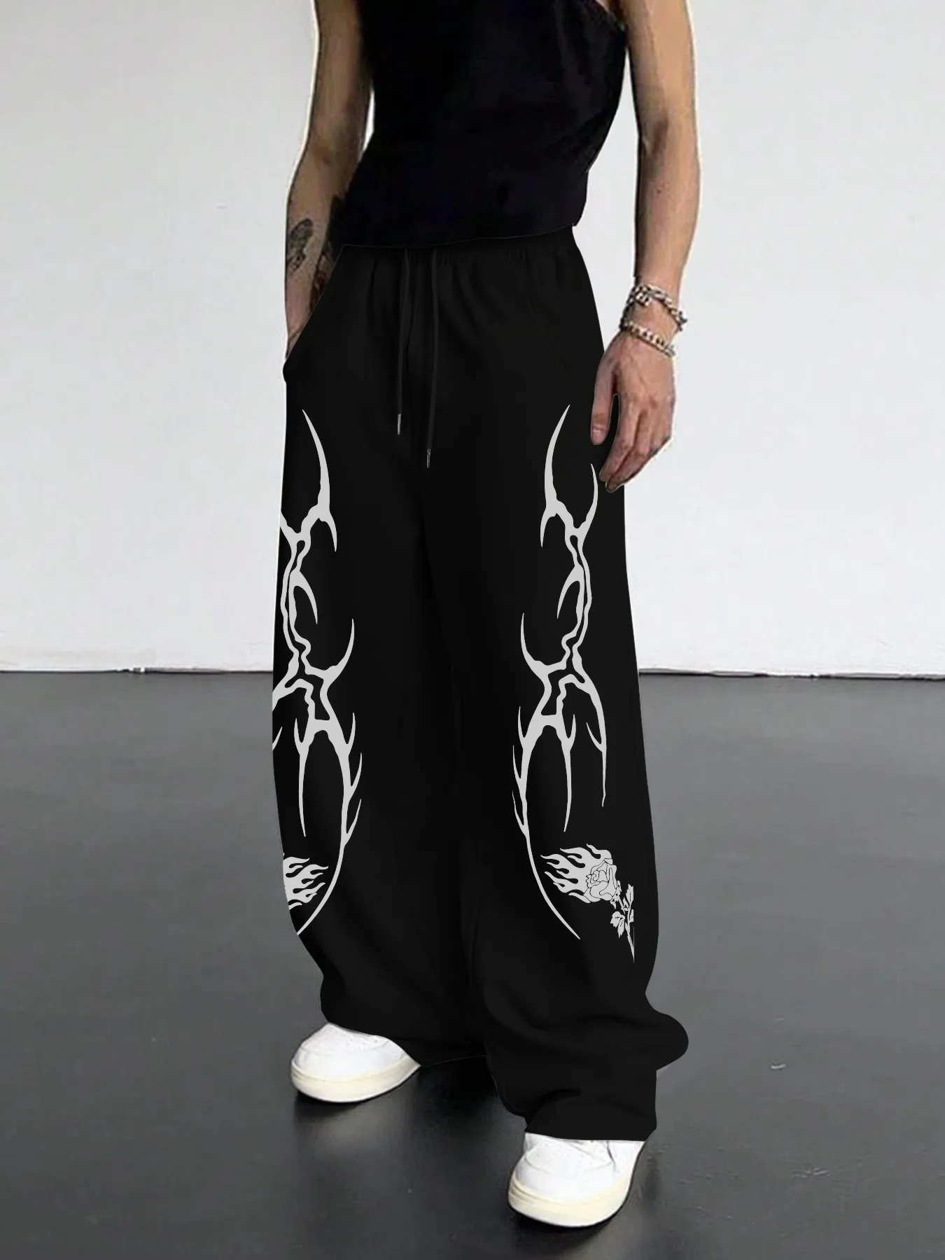 Men's Versatile Printed Drawstring Casual Sweatpants; Men's Outdoor Casual Trousers for Spring and Autumn.
