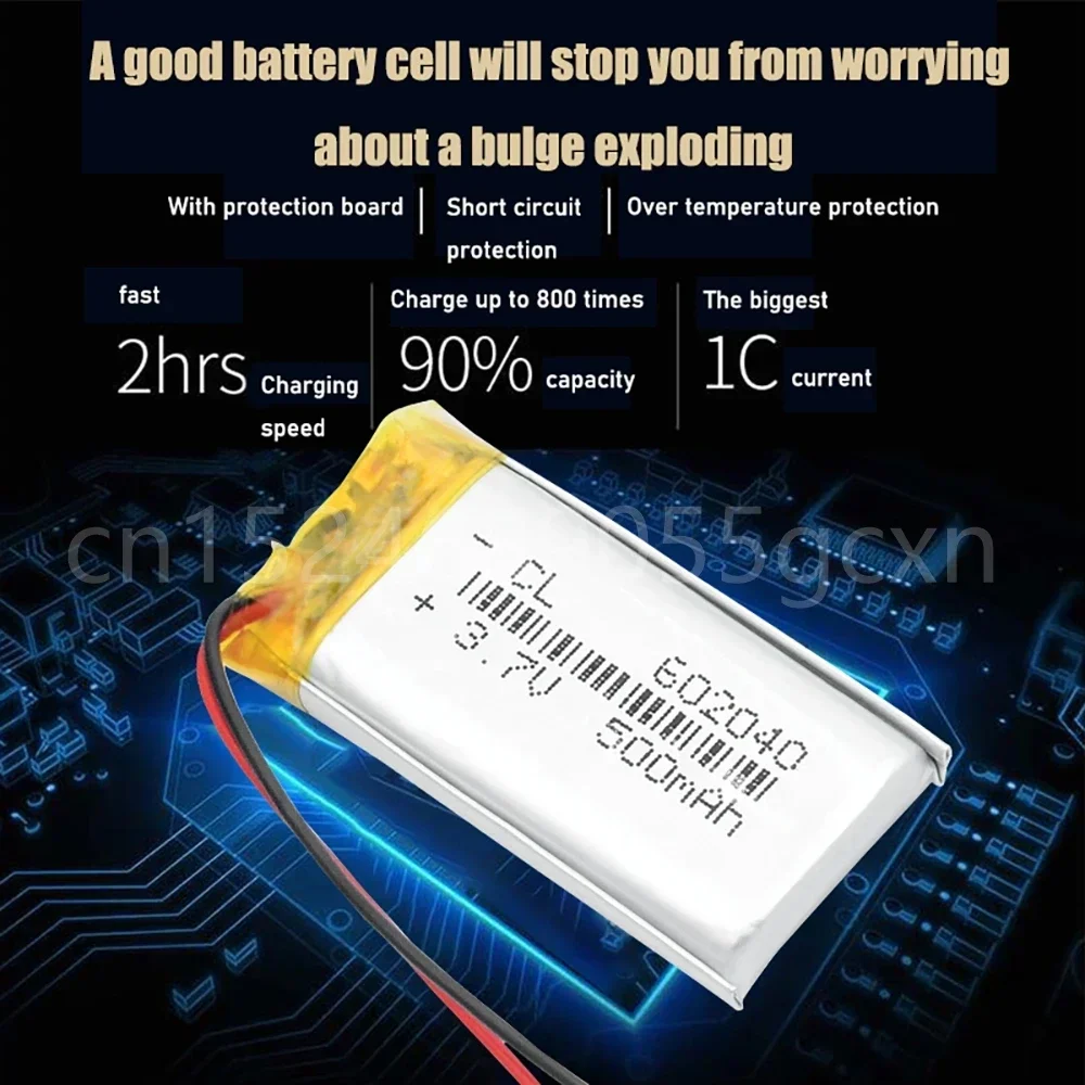 602040   3,7 В, 500 мАч, сменная литий-ионная батарея Lipo, литий-полимерная аккумуляторная батарея для Bluetooth-динамика