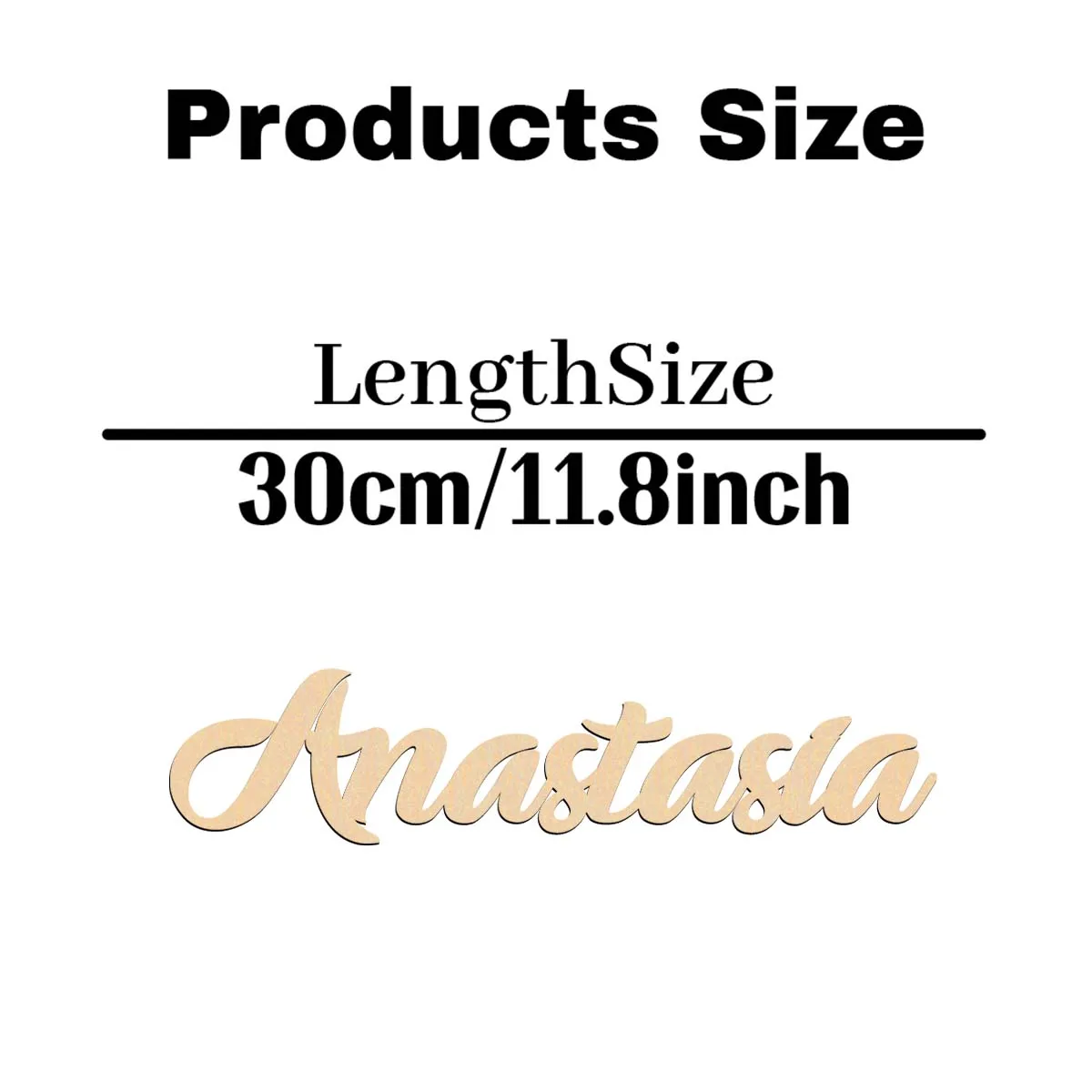 1 Stück lustiges Anastasia-Beispiel, individuelles Namens-Holztafel, lasergeschnittenes Schild, Holzdekor, unlackiertes Holz zum Malen oder Glitzer