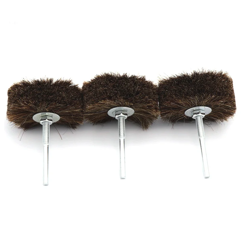 Bristle polishing brush, polishing brush working with polishing compound for wood and plastic hair removal, 1 piece