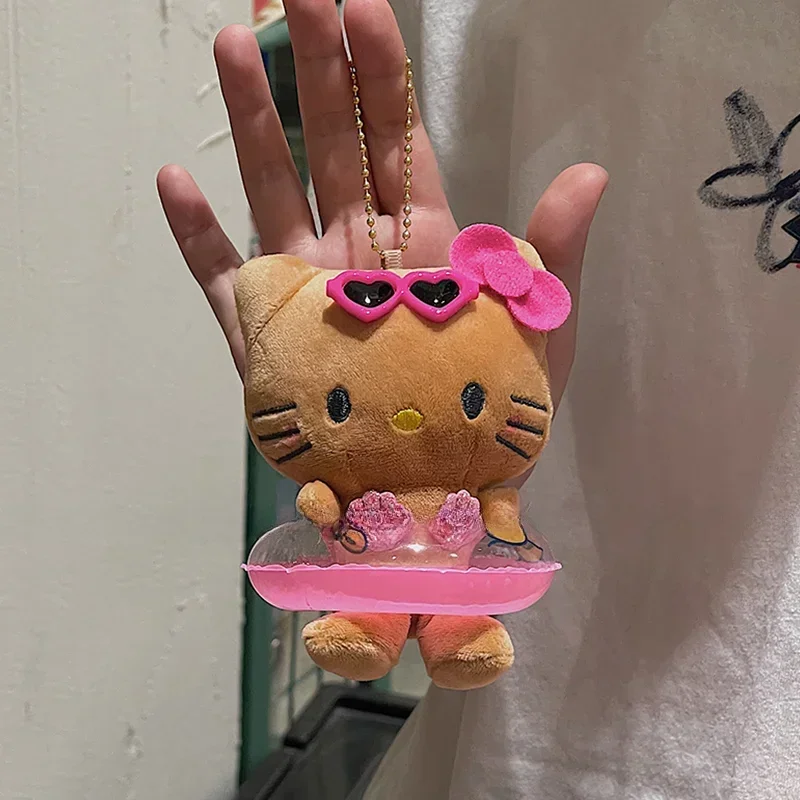 Sanrio Hello Kitty Plush Doll Keychain Pendant Cartoon Kt Cat Stuffed Plushies Key Ring Bag Accessories Girls Gift Kids Toys