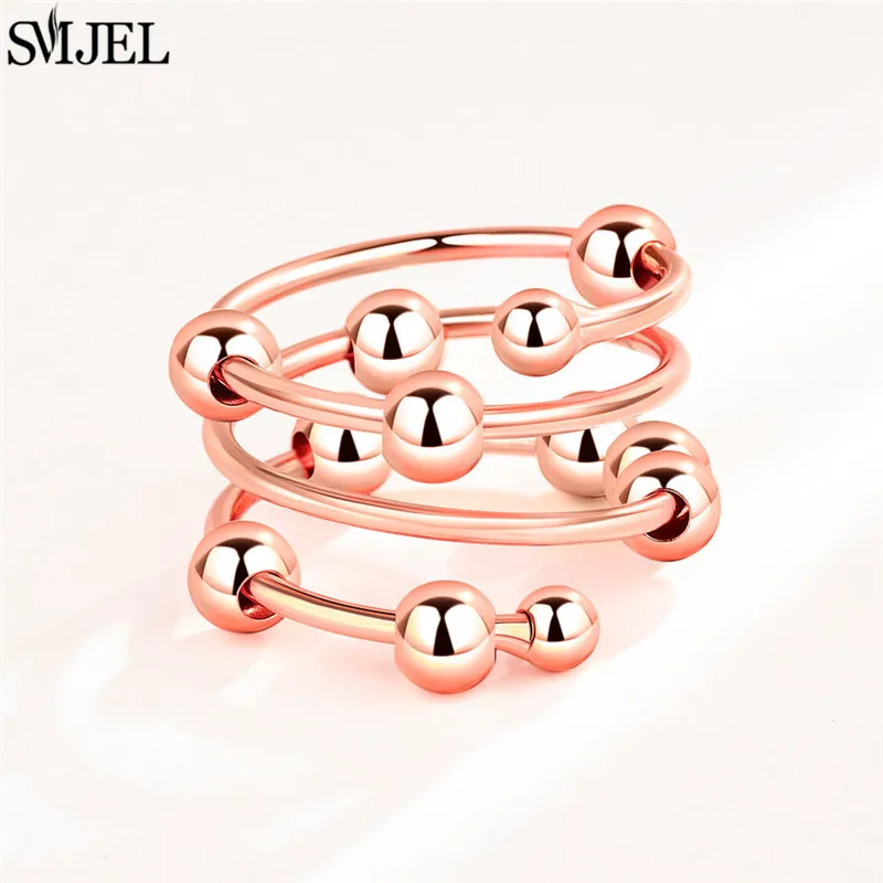 SMJEL Modischer Kirschblüten-Angstring, Fidget-Spinner-Ringe für Frauen, süße Katze, Biene, Hase, Schmetterling, drehbarer Ring, Hochzeitsgeschenk