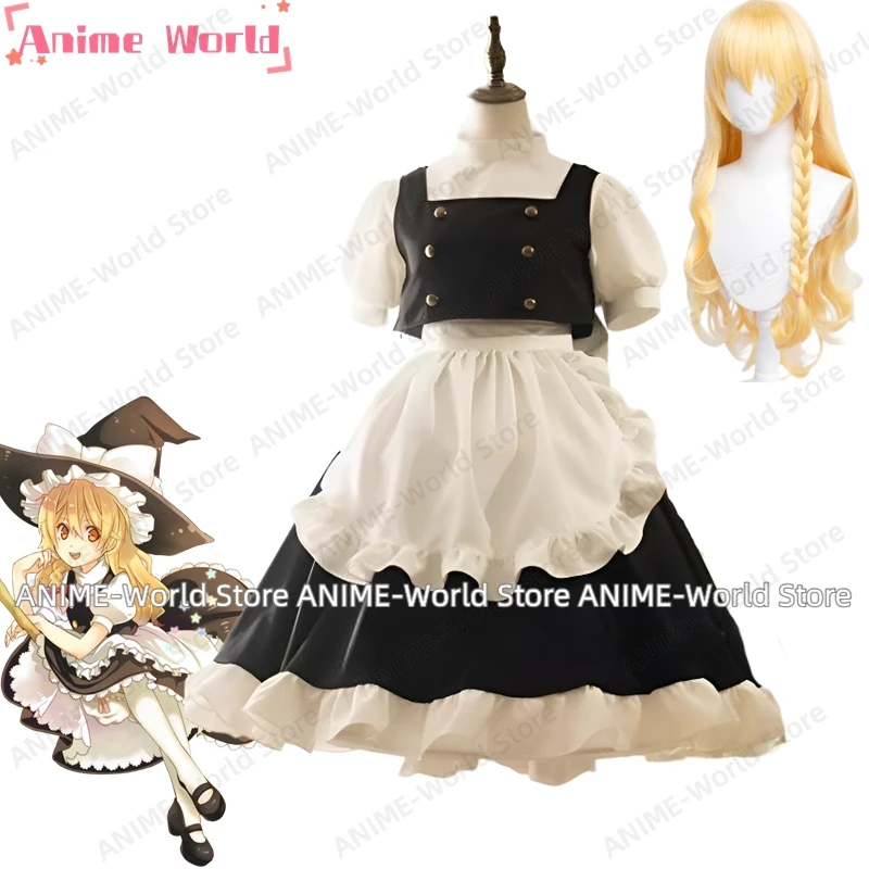 《Tamaño personalizado》 Anime Touhou Project Kirisame Marisa Cosplay disfraz vestido con sombrero Halloween mujer hombres carnaval peluca
