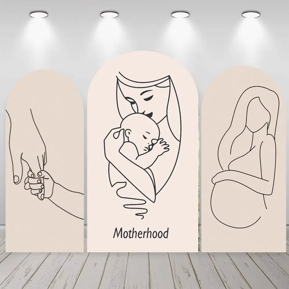 

Mehofond Pregnant Woman Arch Brown Backdrop Kids Baby Birthday Reunion Party Motherhood Decor Photo Props 2-sided Background