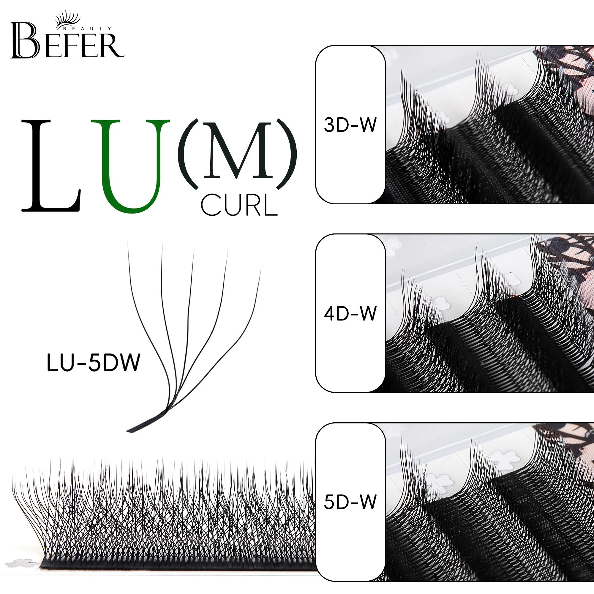 Befer Beauty LU M L Curl Eyelash Extensions W Shaped Eyelashes Cilios 3D 4D 5D High Quality Technologic Fiber Lashes Extension