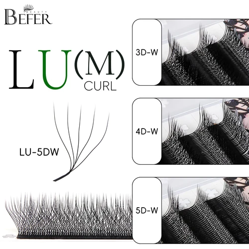 Imagen 1 del producto Befer Beauty LU M L extensiones de pestañas rizadas pestañas en forma de W Cilios 3D 4D 5D extensión de pestañas de fibra tecnológica de alta calidad