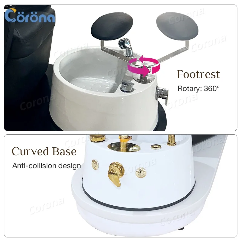 Pedicure Foot Spa Chair Modern Beauty Nail Salon Furniture Electric Reclining Swivel Black Foot Spa Pedicure Chair