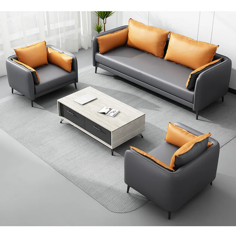 Modern simple office sofa meeting guests reception single-person three-person combination office furniture business leisure sofa