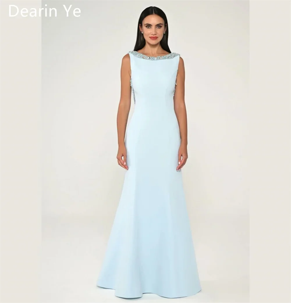 Customized Saudi Arabia Prom Dress Dearin Scoop Neckline A-line Floor Length Skirts Vertically Bespoke Occasion Dresses Formal E