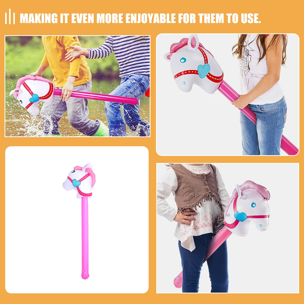 

3pcs Inflatable Horse Sensory Training Toy PVC Plaything Party Games Outdoor Balancing Props Cheering Favors