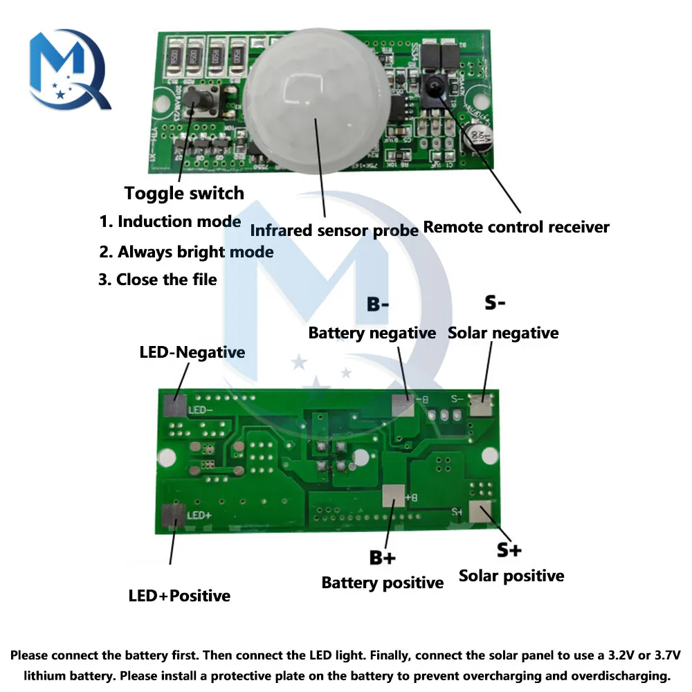 Solar Automatische Steuerung Lampe Bord licht Control + Radar Körper Induktion Solar LED Fahrer Board Mit Fernbedienung DC 3,2 V 3,7 V