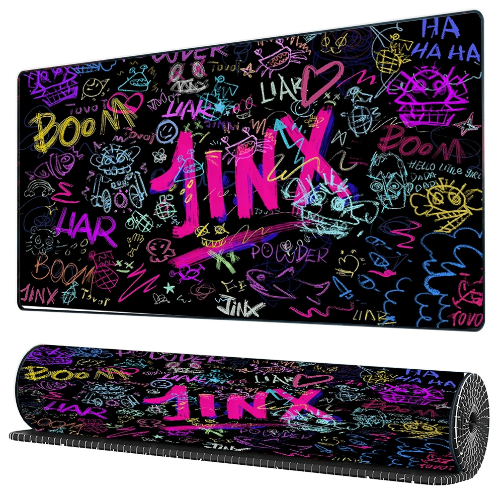 

400*900mm JINX VI HD Mousepads Keyboard Mouse Pad Anime Arcane Mats Gaming Accessories Gamer Carpet Rug LOL Large Desk Mat
