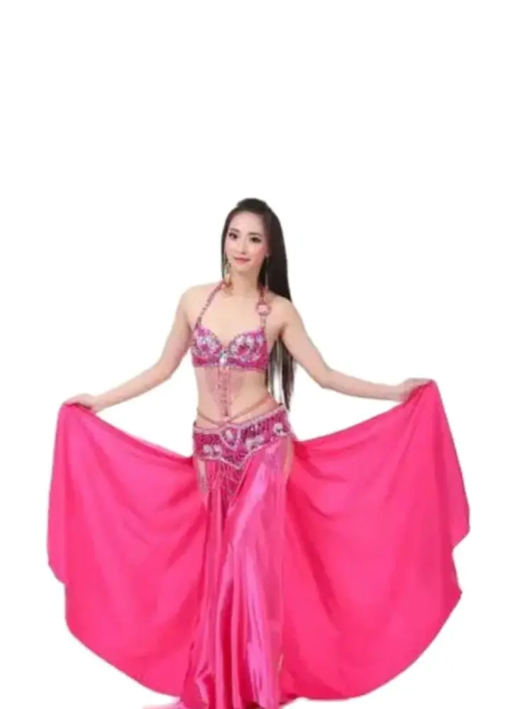 

1set/lot woman belly dancing cloth sequines bra satin skirt tassel hip scarf female performance cloth