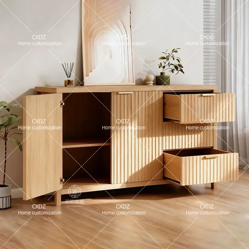New Chinese Style Dining Side Cabinet Nordic Retro Walnut Storage Locker Living Room Home Customization Furniture