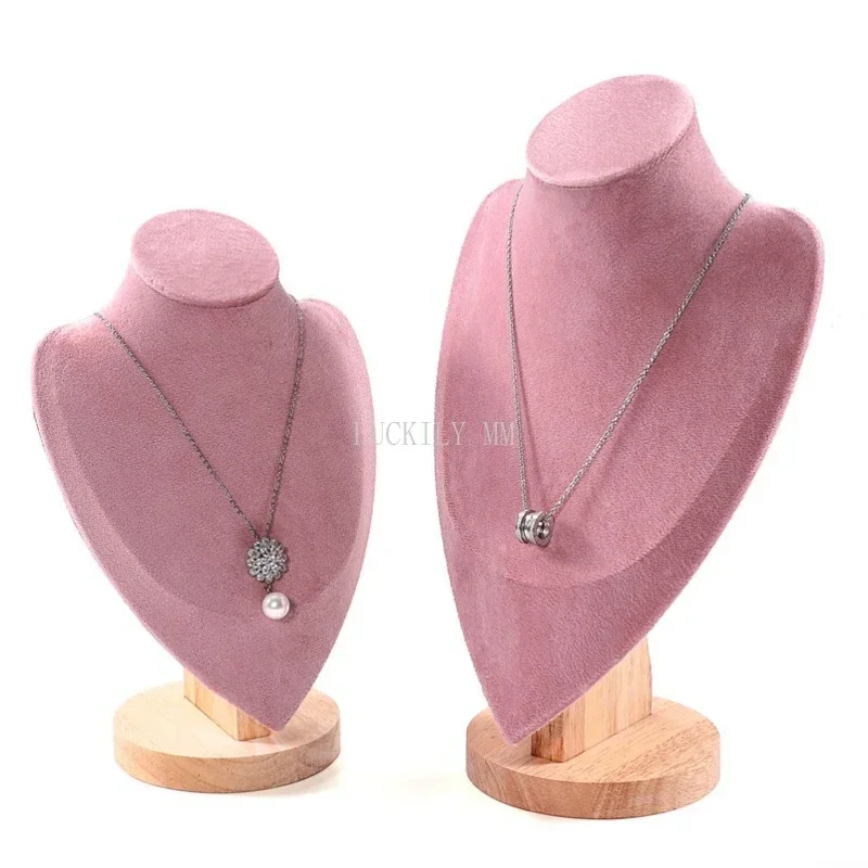 New Velvet Jewelry Necklace Model Bust Show Exhibitor Display Pendants Mannequin Stand Organizer Pink Size Jewelry Display Stand