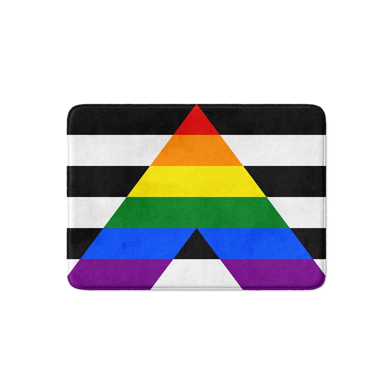 Aertemisi Straight Ally Pride Flag Rainbow LGBT LGBT Bath Mat with Non Slip Base Absorbent Super Cozy Flannel Floor Rug Carpet