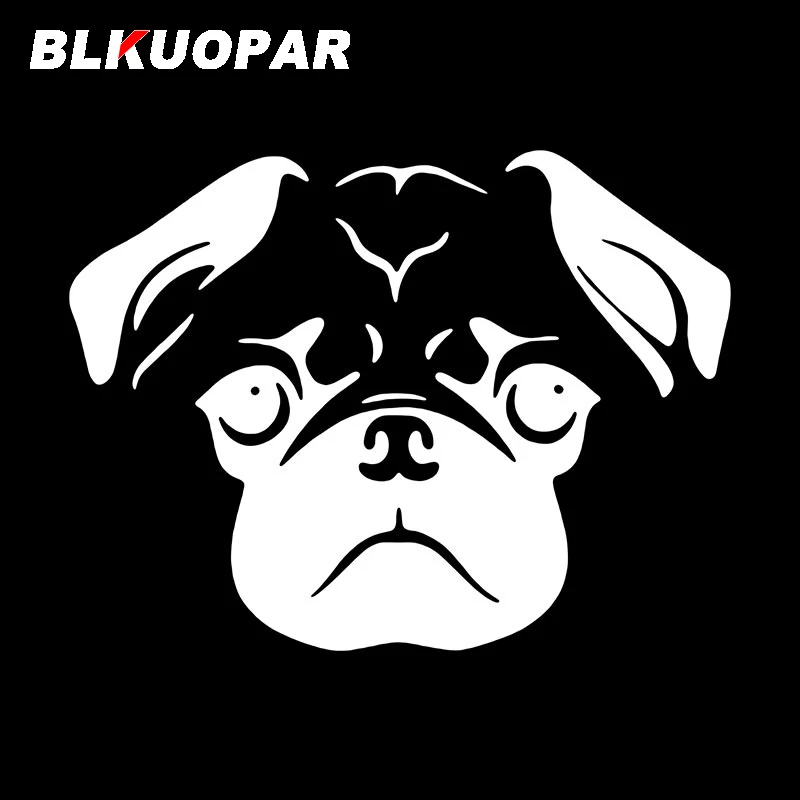 BLKUOPAR Pug Face Dog Puppy Vector Car Stickers Personality Vinyl Die Cut Decal Creative Funny Surfboard Laptop Vinyl Car Wrap