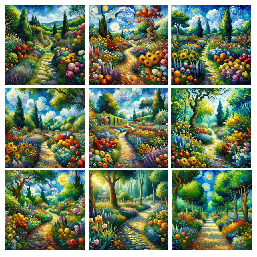 Diy 5d Diamond Painting New Arrival 2024 Abstract Forest Scenery Full Mosaic Embroidery Landscape Rhinestone Picture Wall Decor