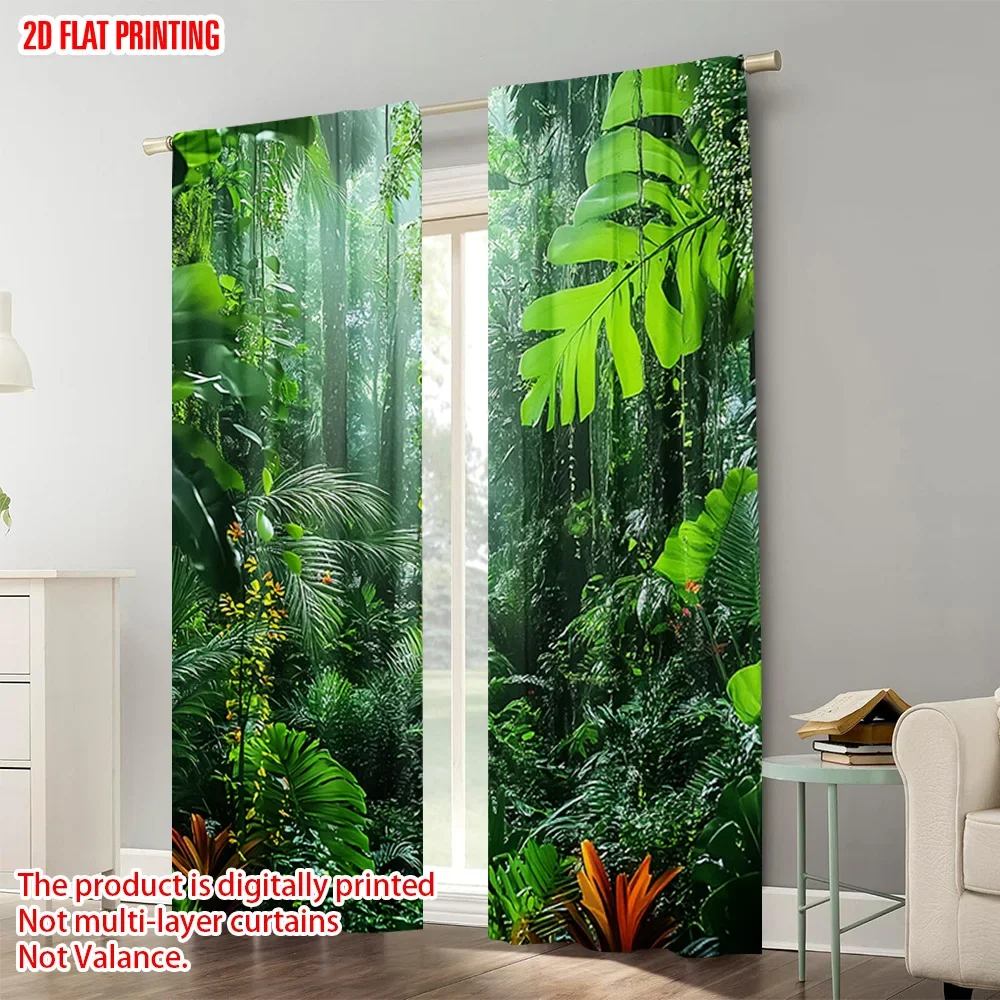 

2pcs, plane printing Print Curtains Tropical Rainforest Landscape Versatile Fabric (without rod) Outdoor Decorations Use for