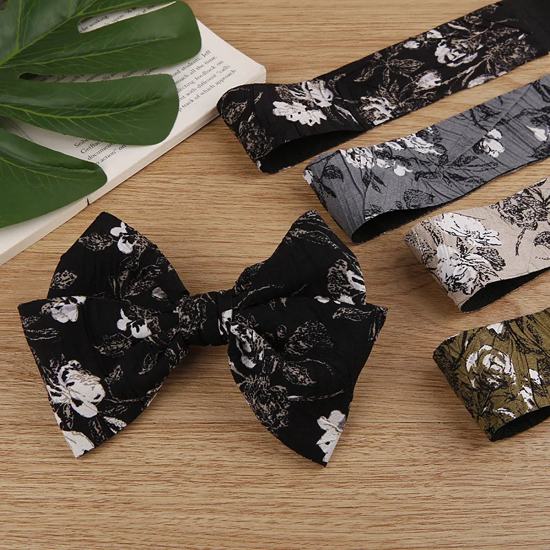 

10Yards 50mm Floral Printed Wrinkle Ribbon Diy Bow Hair Hats Clothing Accessories Gift Box Flower Packaging Ribbons