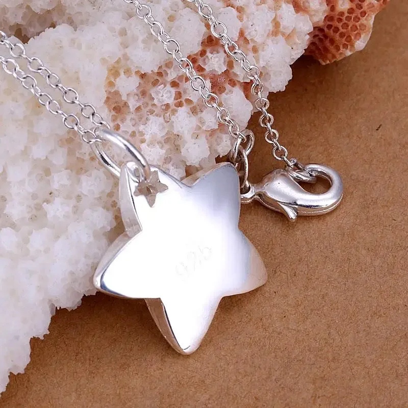 New korean fashion 925 Sterling Silver charm star pendant Necklace For Women Wedding party accessories Jewelry Holiday gifts