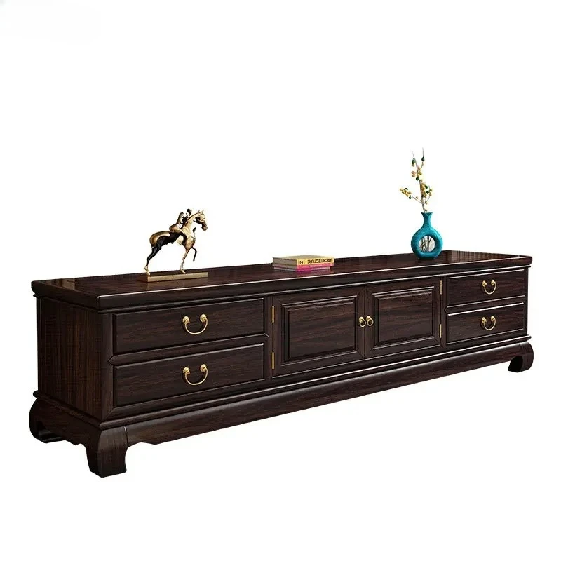 all solid wood TV cabinet simple gold silk sandalwood living room video cabinet storage back cabinet