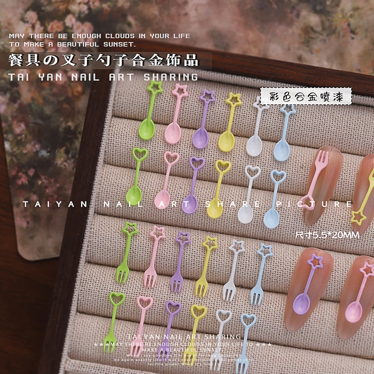 Color Miniature Simulation Alloy Tableware Nail Charms Supplies Kawaii Accessories Mini Metal Fork Spoon Nail Decoration Jewelry
