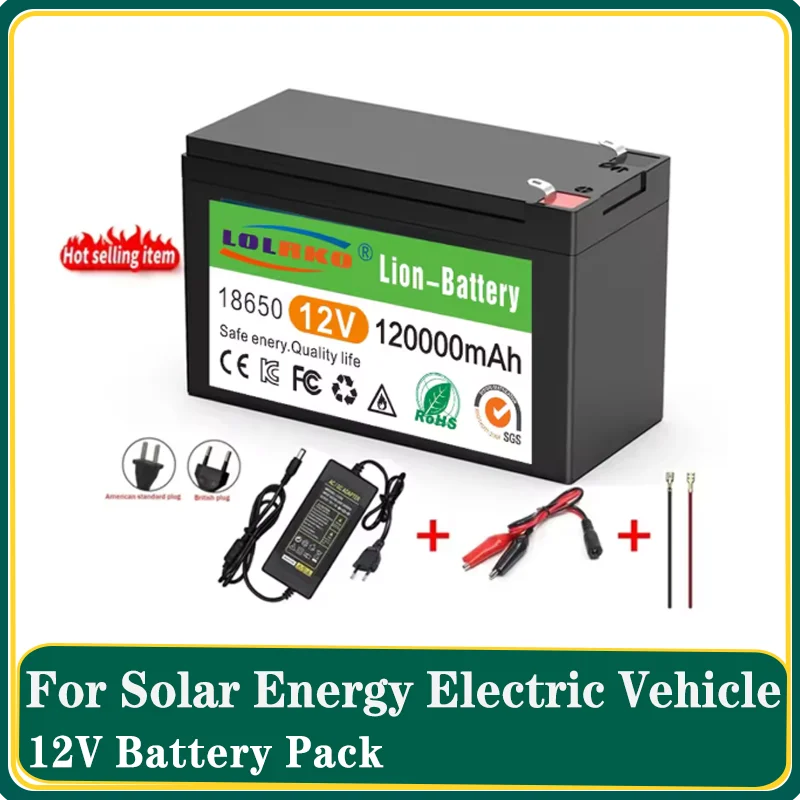 Image of NEUER 12V-Akku 100Ah 18650 Lithium-Akku-Pack Sprühgerät mit integriertem Hochstrom-BMS Elektrofahrzeugbatterie 12,6V 3A Ladegerät