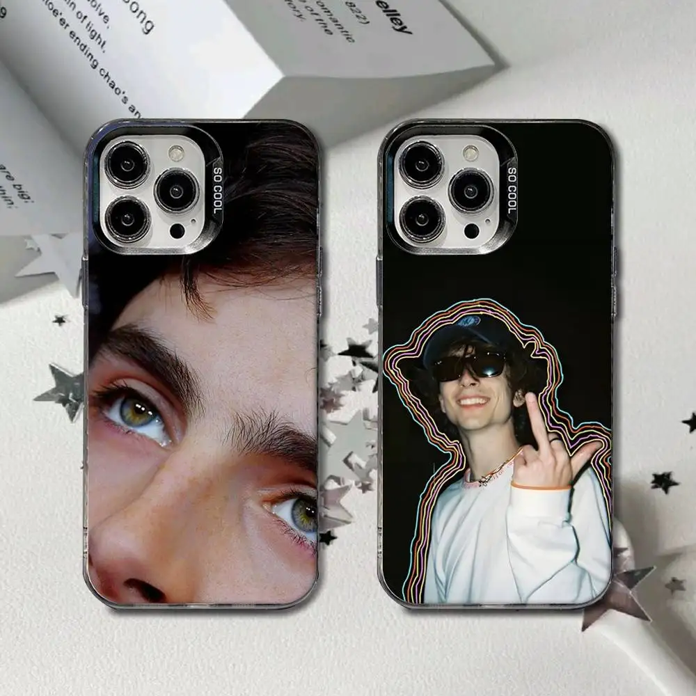 

T-Timothee Chalamet Phone Case For iPhone 16,15,14,13,12,11,8,7,Pro,Max,Plus,Mini,XS,SE Black Matte Hard