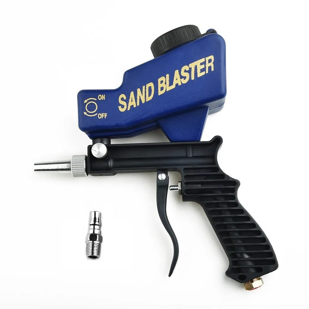Blue Portable Sand Blaster, Adjustable Sand Blasting Flow, Diamond and Glass Beads Compatible, 600cc Tank Capacity