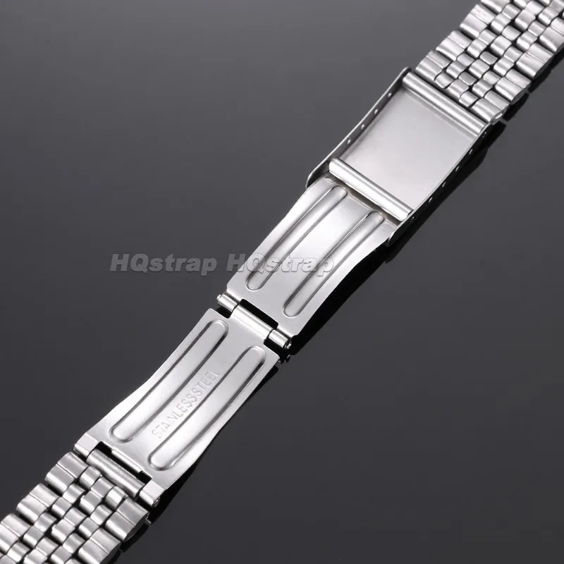 Gebogenes Edelstahl-Uhrenarmband 18/20mm, zwei Ausführungen, Metallglieder, Universalarmband für Rolex und Seiko, Faltschließe – Detail 8