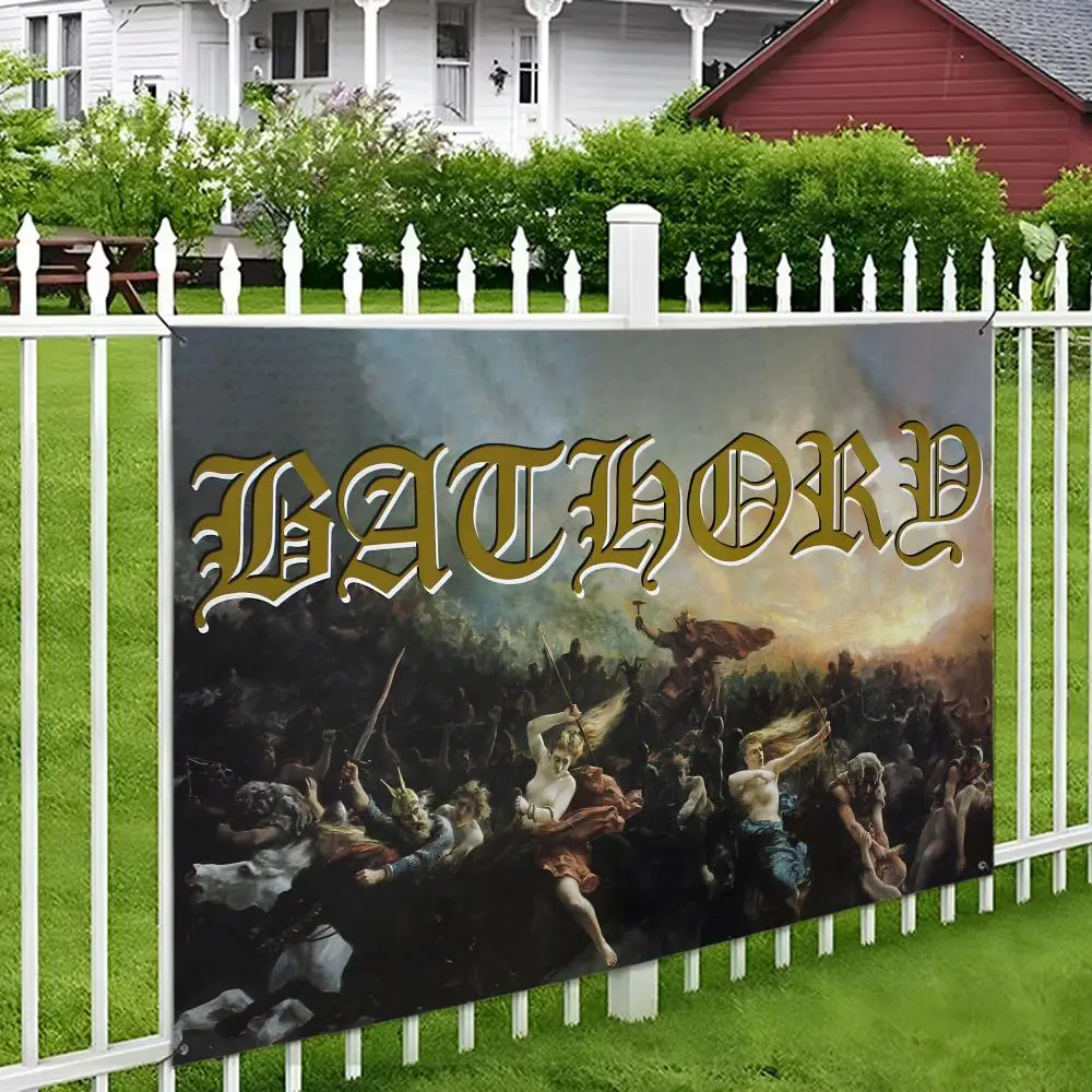 B-Bathorys Heavy Rock Band Flags Aesthetic Wall Tapestry Printed Wall Hanging Living Room Party Outdoor Decor