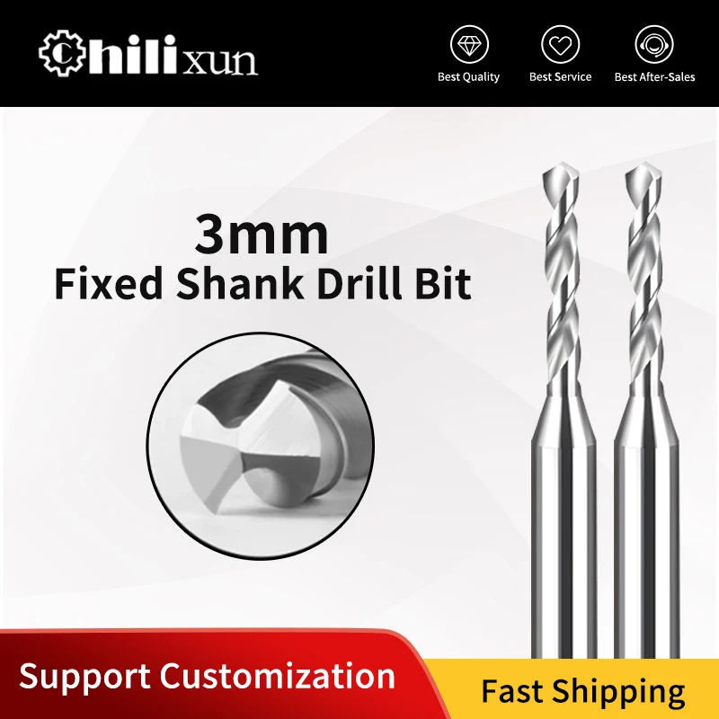 

HILIXUN Micro Carbide Drill Bit Precision Mini CNC Hole Making 0.2mm to 3.0mm Shank Diameter 3mm for Metal Steel