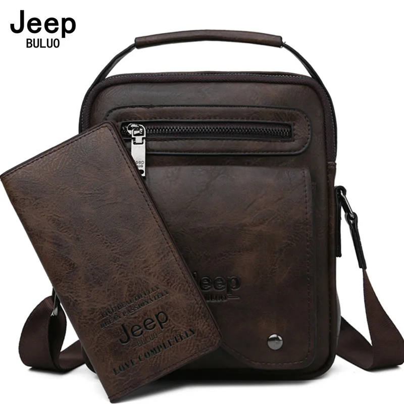 JEEP BULUO Men\'s Messenger Bag Famous Brand Men Shoulder Bags Leather Crossbody Tote For iPad Men Fashion Business New Handbag