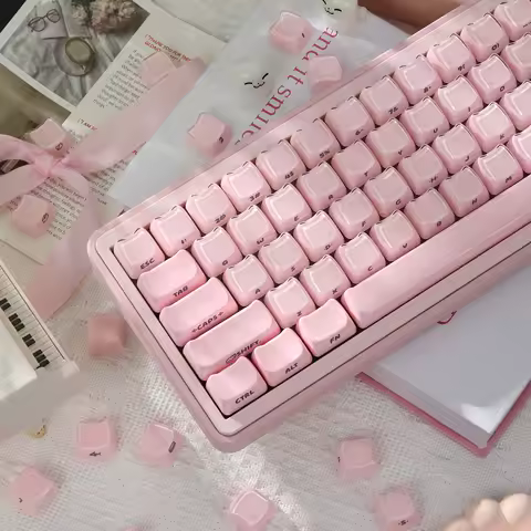 119 Keys Jelly Keycaps Mao Profile for custom Gaming mechanical keyboard personalized pink Cat-shaped key caps