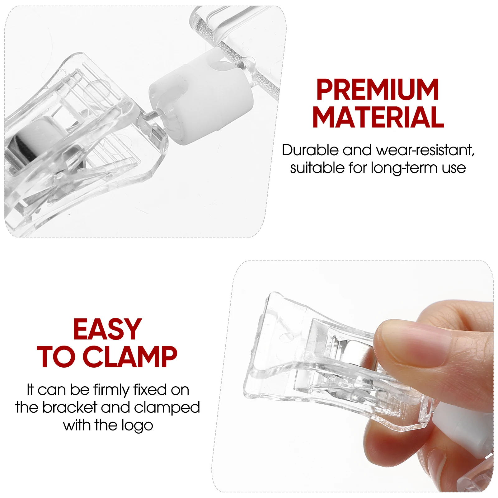 

10Pcs Acrylic Price Tag Holder Clips 360 Rotatable Sign Clip for Advertising Merchandising Price Display Advertising Label Clip