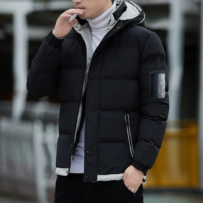 Moda coreano puffer jaqueta masculina algodão acolchoado jaqueta masculina roupas de moda streetwear engrossar quente casaco com capuz roupas masculinas