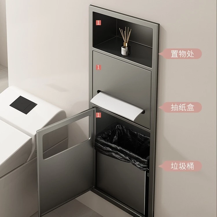 #Insert toilet tissue niche Toilet trash can niche Beautiful decorative storage with door rack