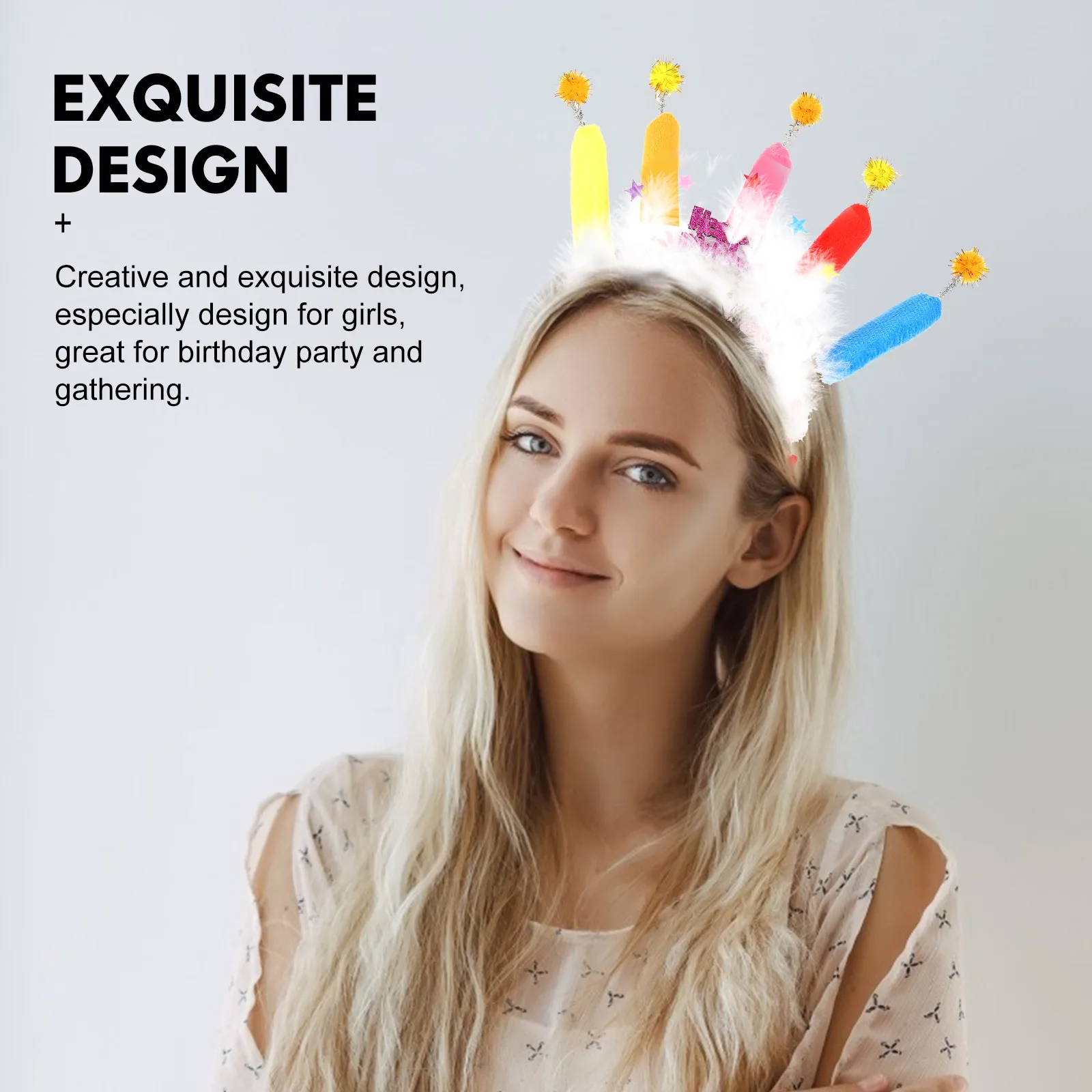 

Birthday Cake Head Hoop Headbands Girl Cute Party Headpieces Headgear Hair Fabric Child Happy Girls Headwear