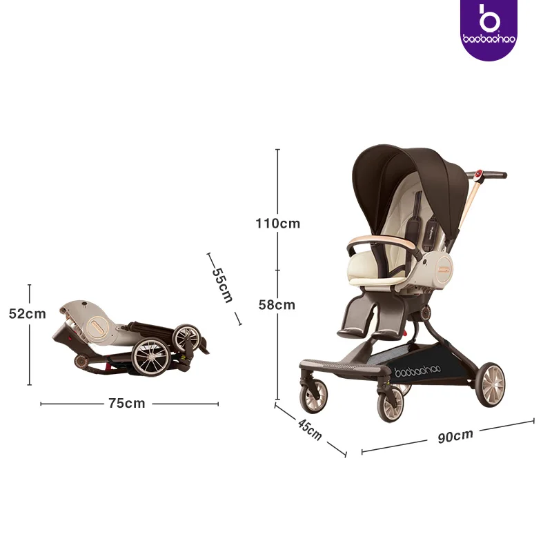 Gendongan Kereta Dorong Bayi dengan Tempat Duduk Pinggul Tipis Anak Antik Kereta Bayi Retro Perjalanan Bayi Kereta Dorong Kanopi Penuh Dapat Duduk dan Berbaring 0 Bulan