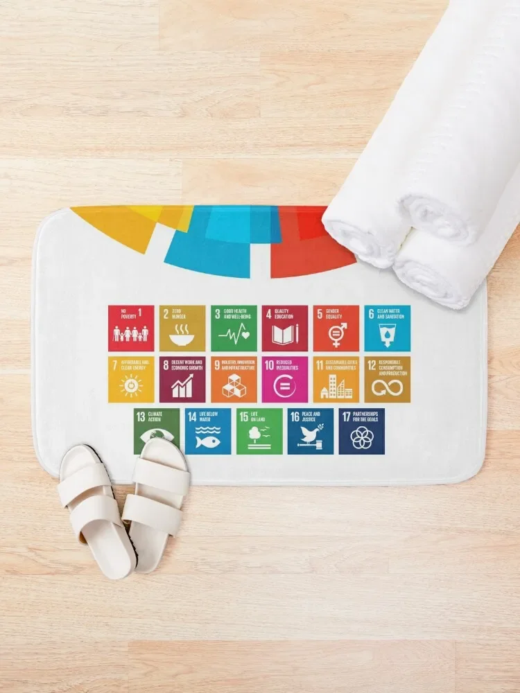 UN Global Goals | Sustainable Development Goals 2030 Colorful Bath Mat Bathroom And Shower Products DoorFor Entrance Door Mat